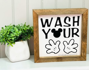 Wash your Hands Sign| Disney Farmhouse Bathroom | Disney Inspired Bathroom| Mickie and Minnie Bathroom