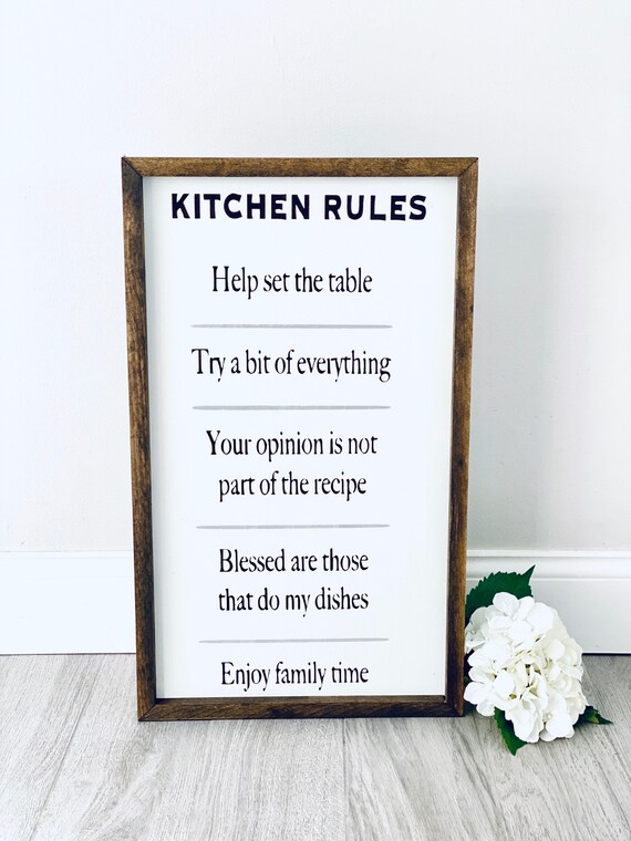 Kitchen Rules Sign. Kitchen Signs. Kitchen Wall Decor.family Etsy