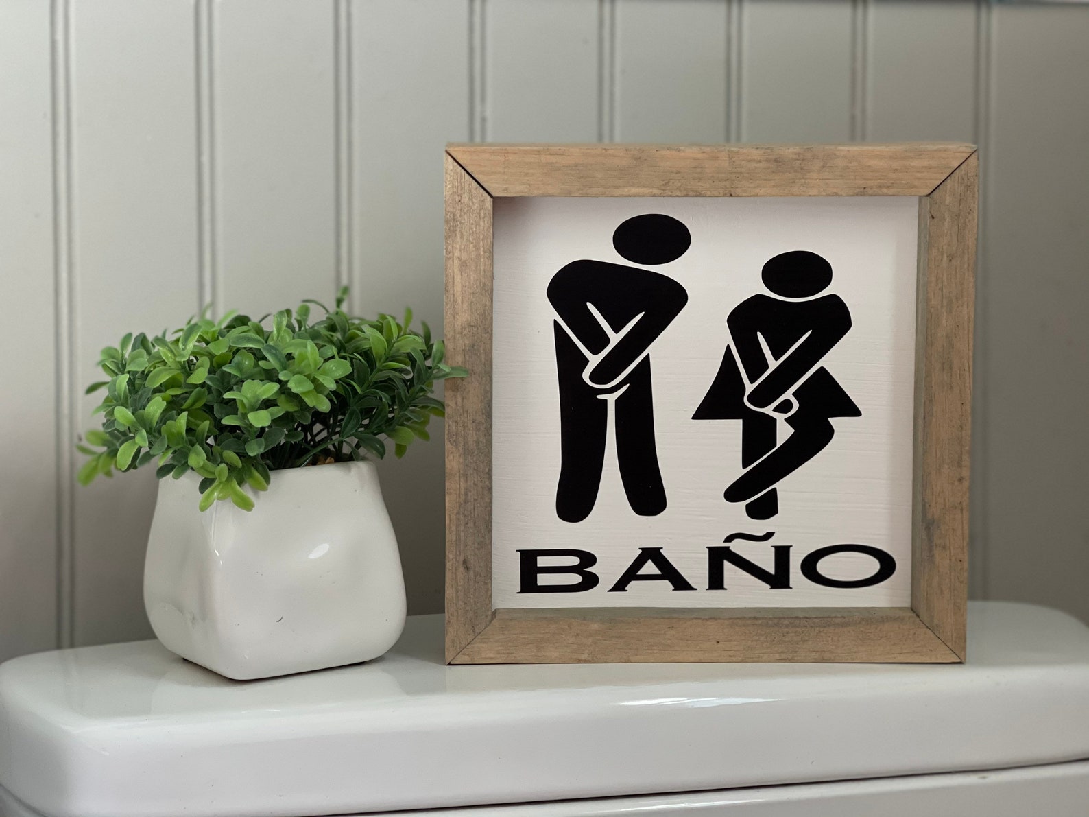 Spanish Restroom Sign Wooden Restroom Sign Silouhette | Etsy