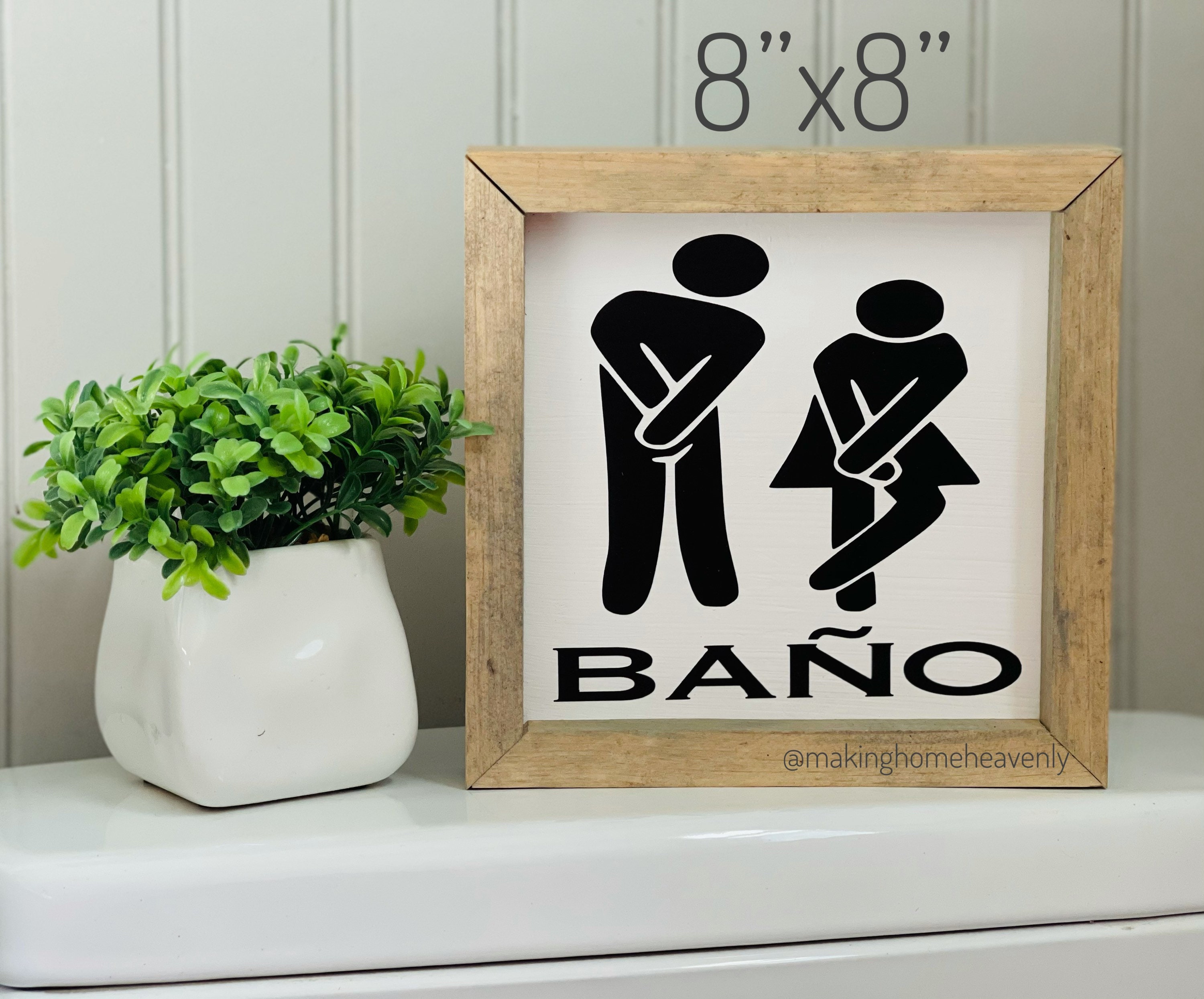 Spanish Restroom Sign Wooden Restroom Sign Silouhette Etsy