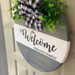 Door Hanger Welcome Door Sign Circle Welcome Sign Personalized Welcome Sign Anniversary Gift Sign image 6
