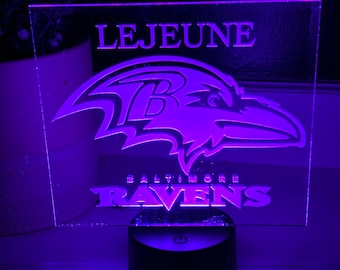 Baltimore| Ravens Night Light| Ravens Lamp Night| Personalized Ravens Lamp| Ravens Fan