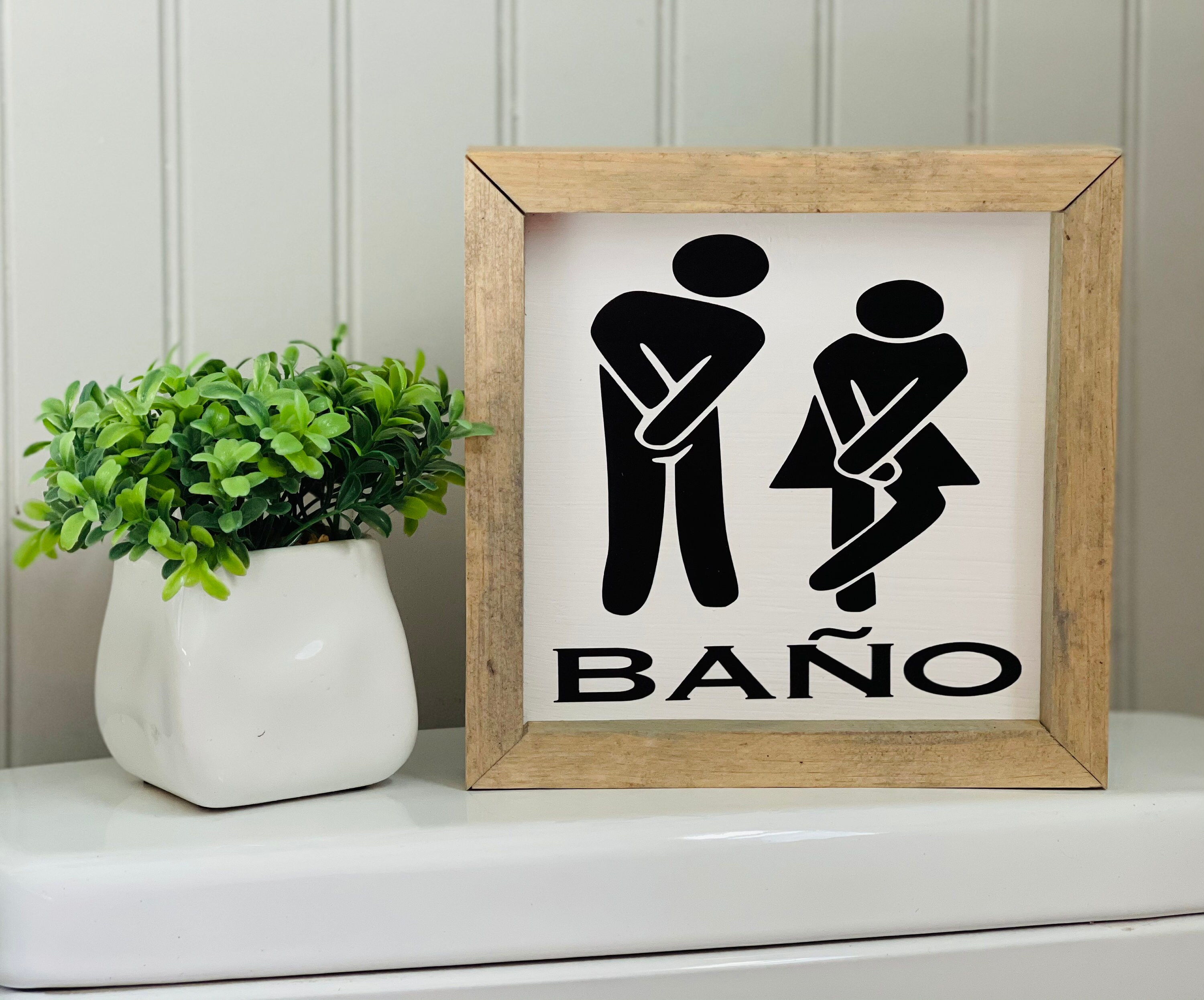 Spanish Restroom Sign Wooden Restroom Sign Silouhette Etsy