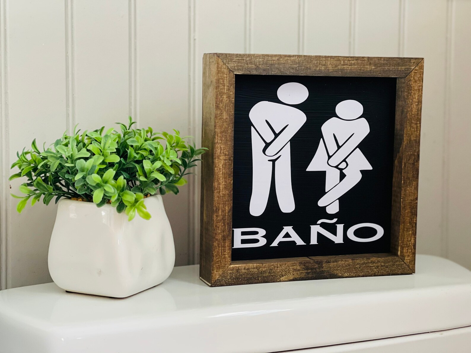 Spanish Restroom Sign Wooden Restroom Sign Silouhette Etsy