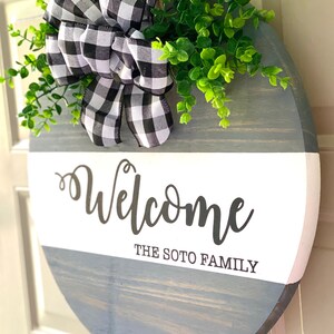 Door Hanger Welcome Door Sign Circle Welcome Sign Personalized Welcome Sign Anniversary Gift Sign image 4