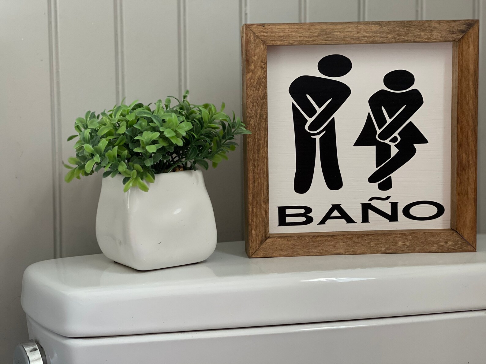 Spanish Restroom Sign Wooden Restroom Sign Silouhette Etsy
