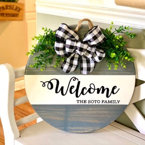 Door Hanger Welcome Door Sign Circle Welcome Sign Personalized Welcome Sign Anniversary Gift Sign image 7