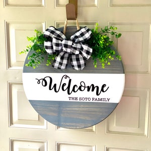 Door Hanger Welcome Door Sign Circle Welcome Sign Personalized Welcome Sign Anniversary Gift Sign image 3