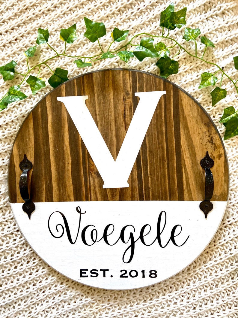 Round Serving Tray. Tray With Handles. Family Name Sign. Etsy