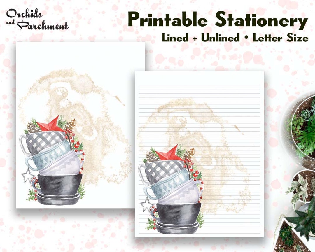 Stationery Tea Party Stars - Letter Writing Paper - Letter Size 8.5x11 ...