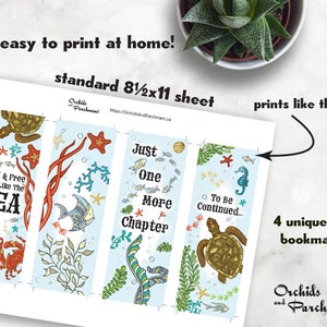 Bookmark Set Ocean Life - Sea Life Bookmarks - Printable - Instant ...