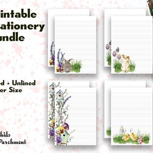 Stationery Spring has Sprung Bundle - Letter Writing Paper - Letter Size 8.5x11 - Lined Unlined - Printable - Instant Download PDF