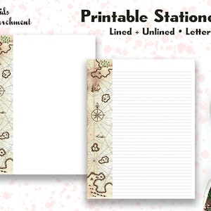 Stationery Adventure Map - Briefpapier - Briefpapier - Größe 8.5x11 - Liniert Unliniert - Printable - Instant Download PDF