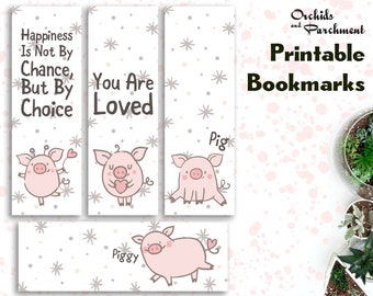 Bookmark Set Piggies - Pig Bookmarks - Printable - Instant Download PDF