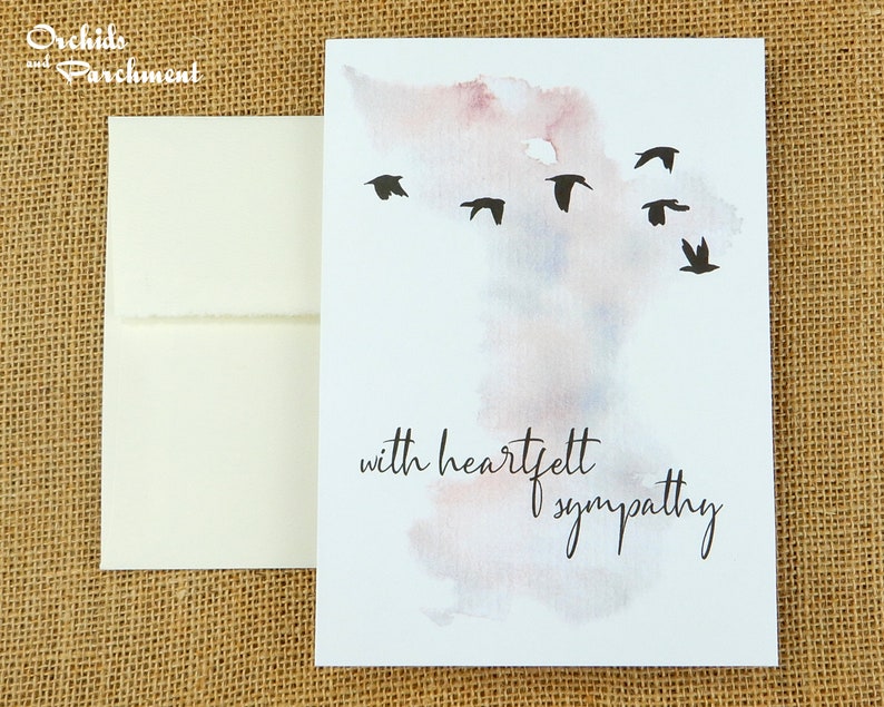 Blank Inside Sympathy Card Instant Download PDF Watercolor Splash Bird Flock Printable Greeting Card