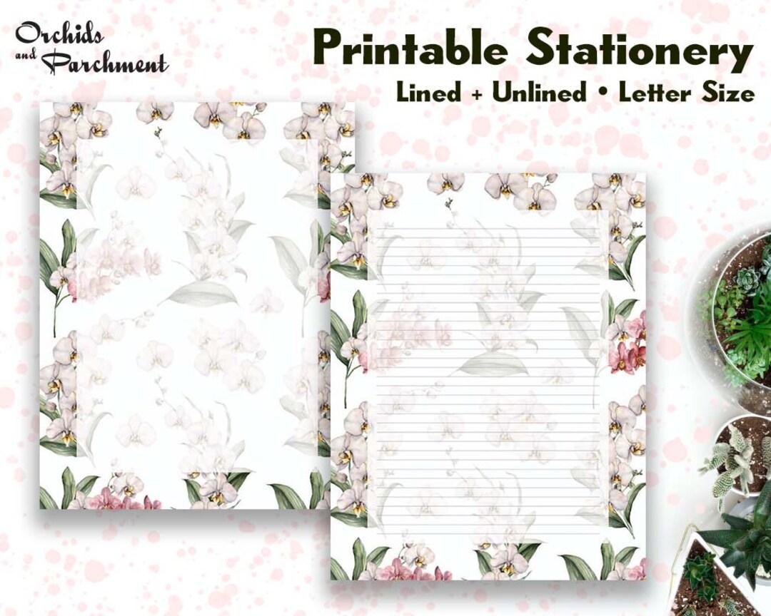 Stationery Orchid Pattern Digital Letter Writing Paper Letter Size 8