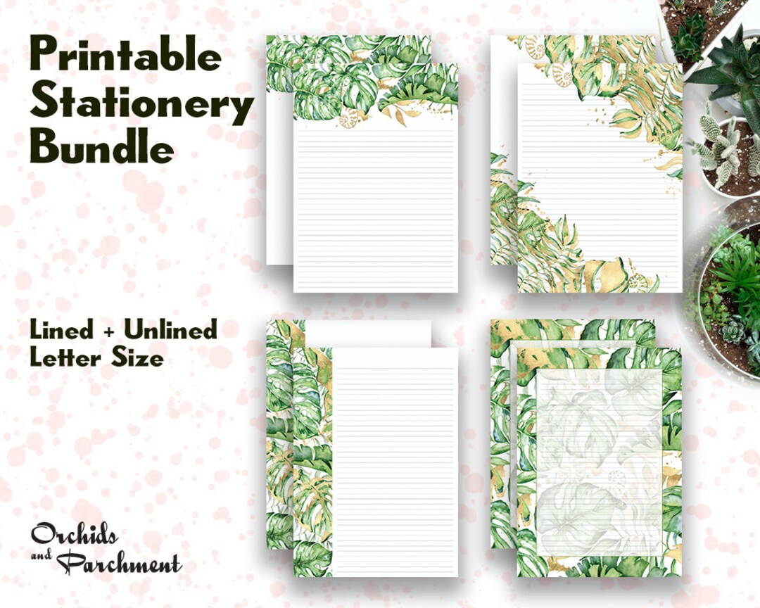 Stationery Gold Tropical Bundle - Letter Writing Paper - Letter Size 8 ...