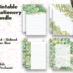 Briefpapier Gold Tropical Bundle - Briefpapier - Letter Format 8,5x11 - Liniert Unliniert - Printable - Sofortiger Download PDF