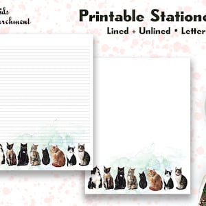 Stationery Cats Base - Letter Writing Paper - Letter Size 8.5x11 - Lined Unlined - Printable - Instant Download PDF