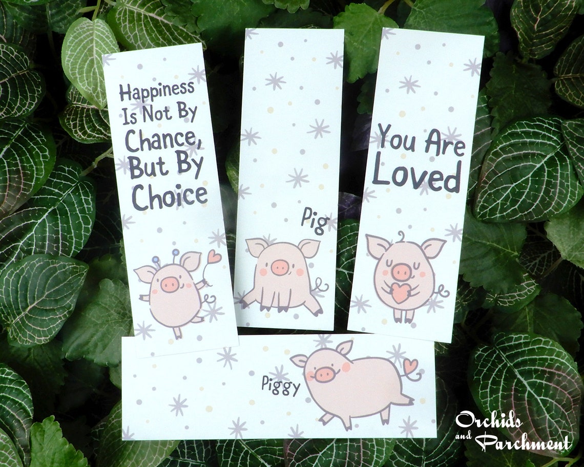 Bookmark Set Piggy Bookmarks Pig Bookmarks Printable | Etsy
