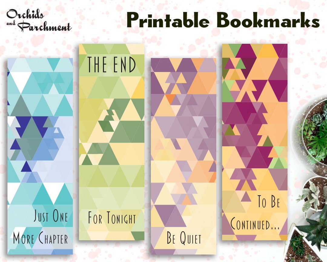 Bookmark Set Geometric Triangles Printable Instant Download PDF - Etsy
