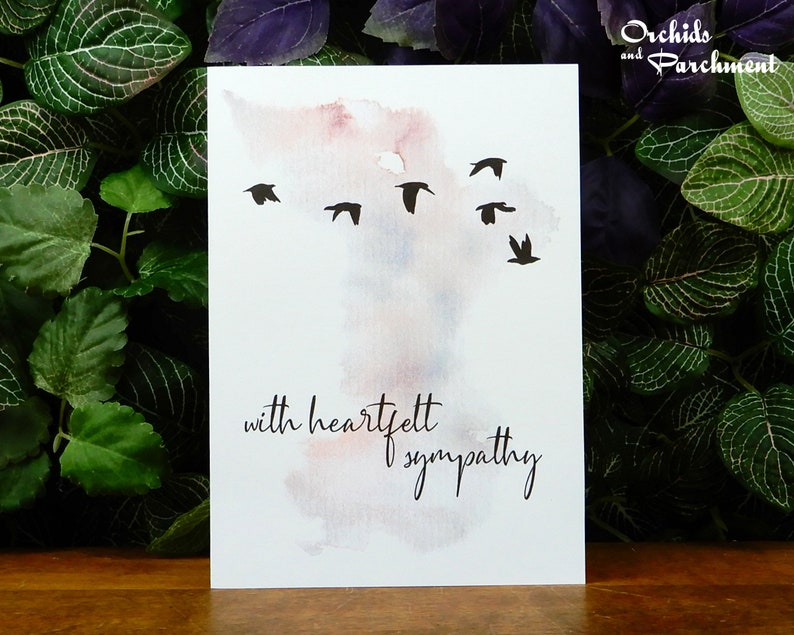 Blank Inside Sympathy Card Instant Download PDF Watercolor Splash Bird Flock Printable Greeting Card