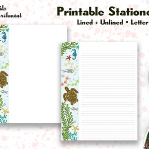 Stationery Ocean Life Turtle Side - Letter Writing Paper - Letter Size ...