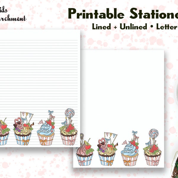 fancy writing paper printable Stationery - Fancy Cupcake Base - Digital Letter Writing Paper - Letter Size 8.5x11 - Lined Unlined - Printable - Instant Download PDF