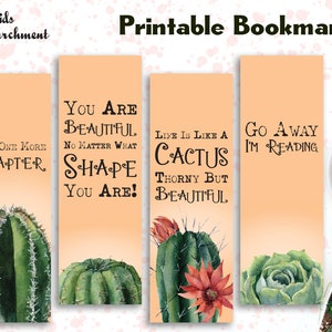 Bookmark Set Orange Cactus - Printable - Instant Download PDF