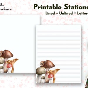 Angolo dei funghi di cancelleria - Carta da lettere - Formato lettera 8,5x11 - Foderato Senza fodera - Stampabile - Download istantaneo PDF