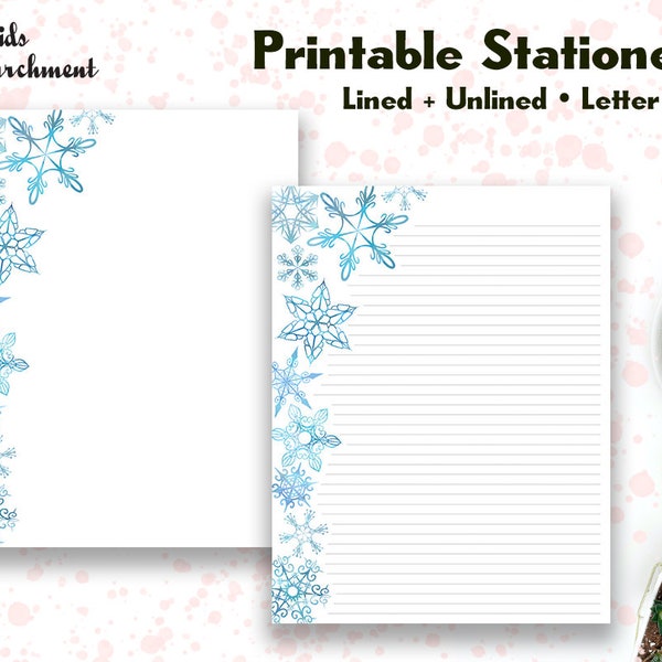 Snowflake Printable Stationery - Etsy