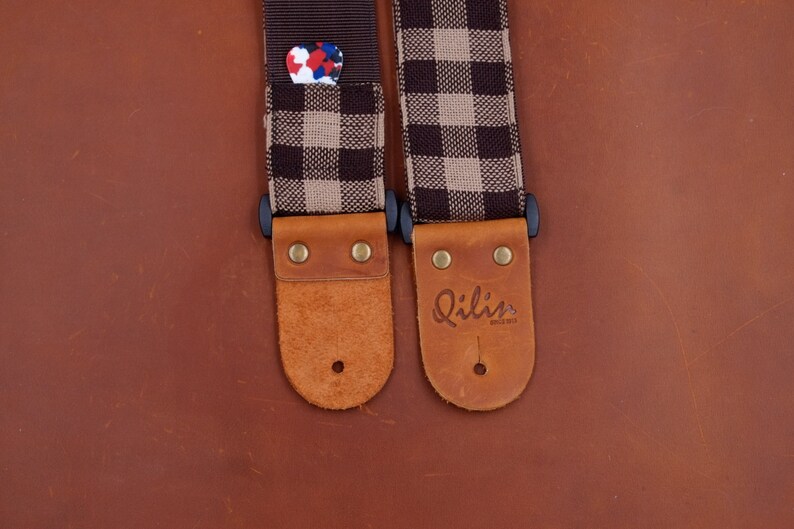 Brown Plaid Guitar Strap Etsy