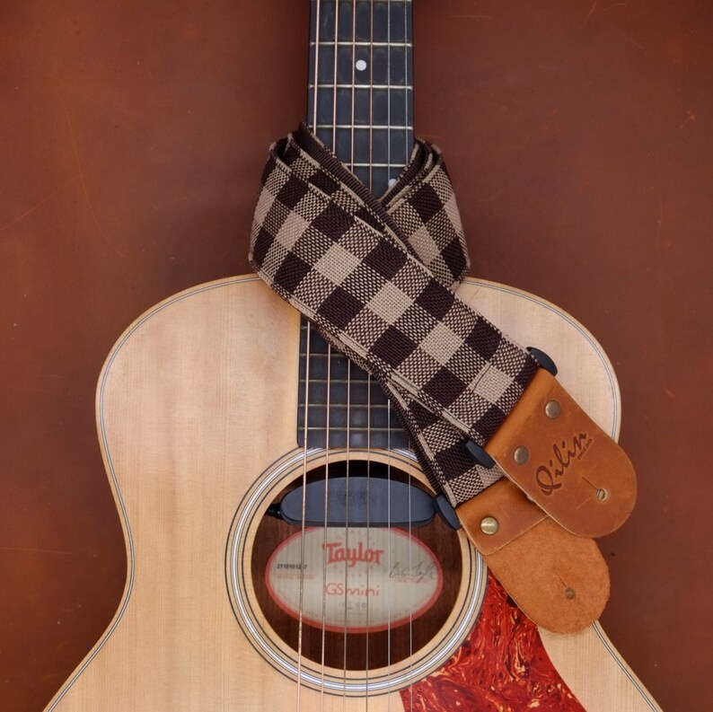 Brown Plaid Guitar Strap Etsy