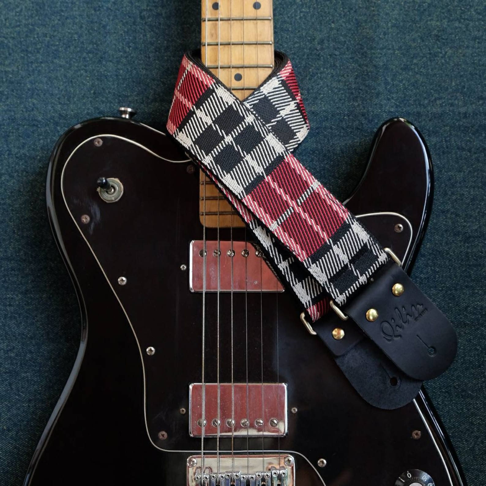 Black X Red Plaid Guitar Strap Etsy Canada