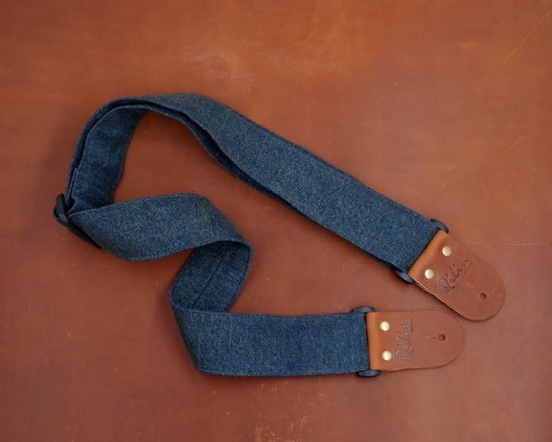 Deep Blue Denim Guitar Strap Etsy