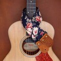 Navy Flower Fabric Guitar Strap product logo