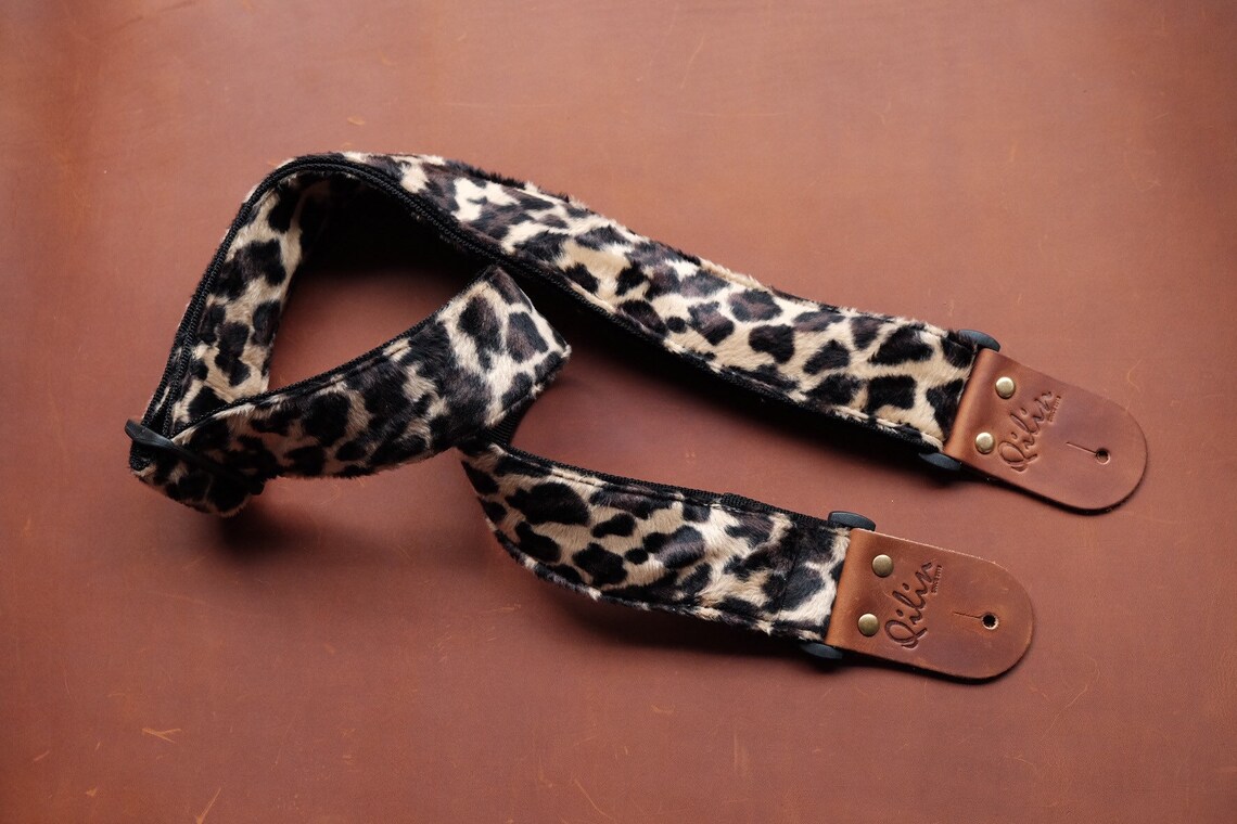 Black Leopard Guitar Strap Etsy