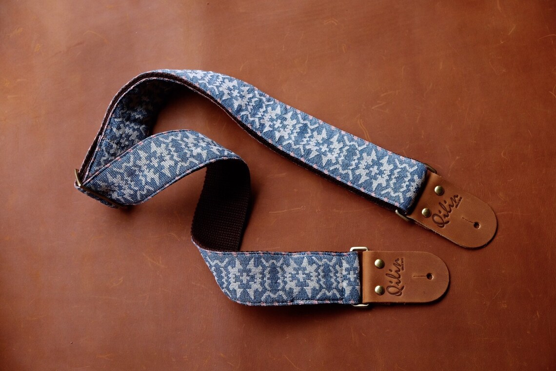 Blue Woven Guitar Strap Etsy