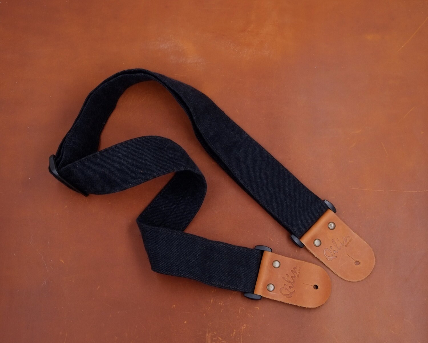 Black Denim Guitar Strap Etsy
