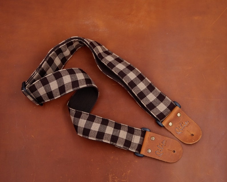 Brown Plaid Guitar Strap Etsy