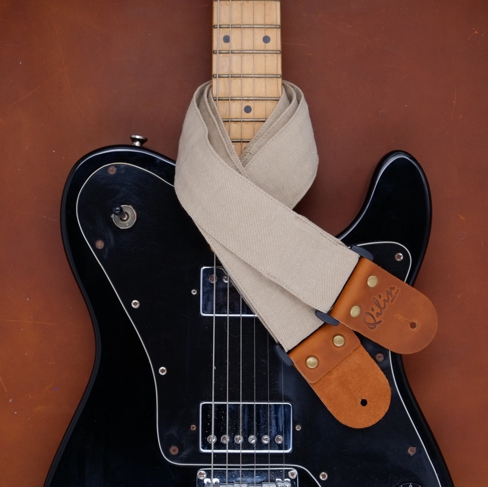 Beige Denim Guitar Strap Etsy