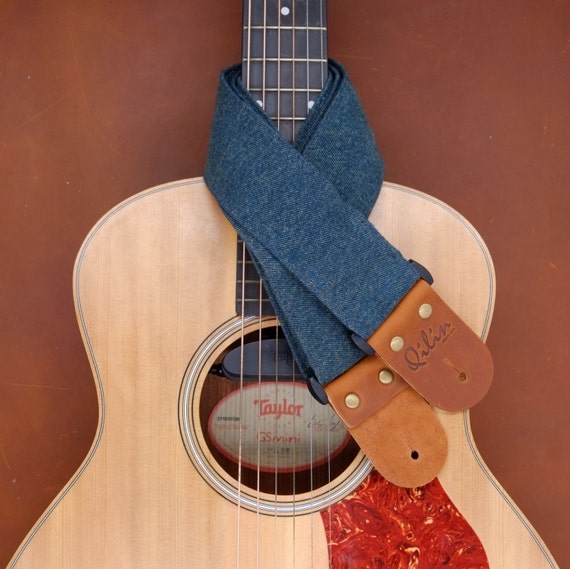 Deep Blue Denim Guitar Strap Etsy