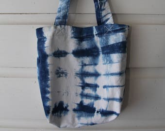 Indigo Shibori Dyed Tiny Tote