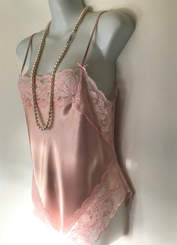 1980/'s VINTAGE Highcut Teddy Pale Pink Satin /& Lace BERLEI Size 12-14 Silky Bodysuit Babydoll Lingerie Aus