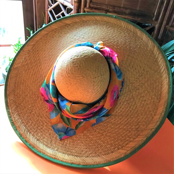 Straw Hat Wide Brim Rigid Woven 