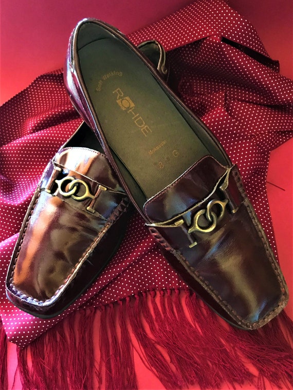 mens burgundy patent leather shoes