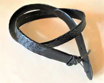 Australian Kangaroo Leather Plaited Black Belt 84-86cm / 33-34”  Slimline Unisex RED ROO Made in Australia