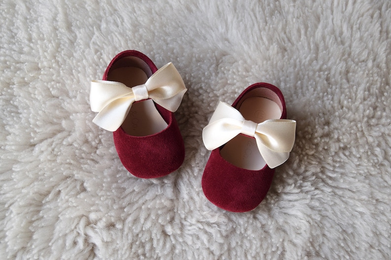 burgundy baby girl shoes