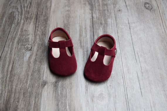 burgundy baby shoes