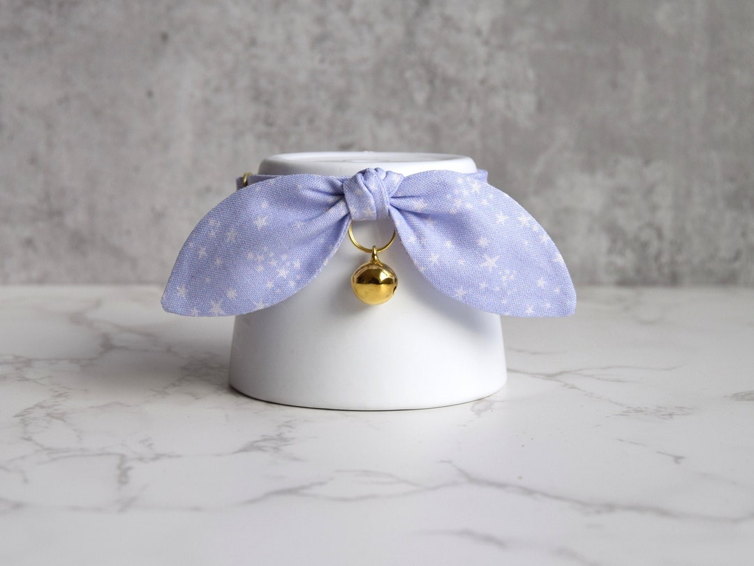 Lavender Cat Collar With Gold Bell and Bow Lilac Purple Etsy